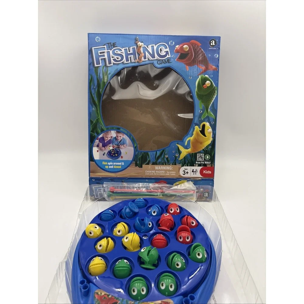Ambassador Games The Fishing Game 2-4 Players Ages 3+ Motorized Spinning Pond